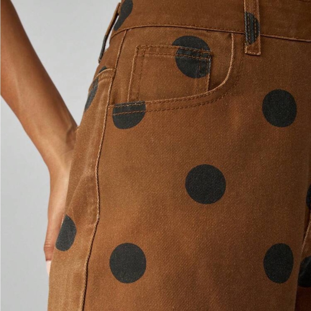 Missguided Brown Wide-Leg Polka Dot Pants with Black Dots - Picture 4 of 7